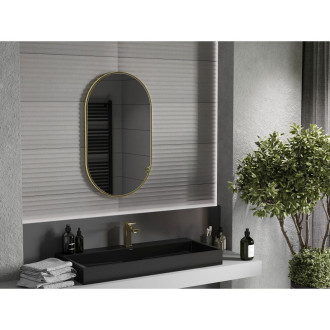 Mexen Loft oválné koupelnové zrcadlo 85 x 50 cm, zlatý rám - 9851-085-050-000-50