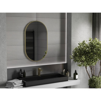 Mexen Loft oválné koupelnové zrcadlo 90 x 55 cm, zlatý rám - 9851-090-055-000-50