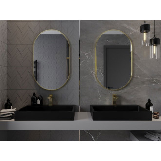 Mexen Loft oválné koupelnové zrcadlo 90 x 55 cm, zlatý rám - 9851-090-055-000-50