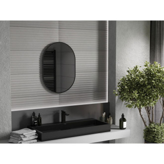 Mexen Loft oválné koupelnové zrcadlo 70 x 50 cm, černý rám - 9851-070-050-000-70