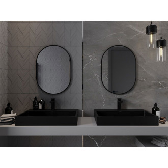 Mexen Loft oválné koupelnové zrcadlo 70 x 50 cm, černý rám - 9851-070-050-000-70