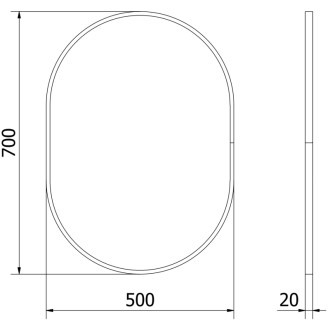 Mexen Loft oválné koupelnové zrcadlo 70 x 50 cm, černý rám - 9851-070-050-000-70
