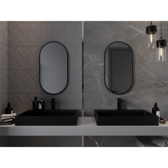 Mexen Loft oválné koupelnové zrcadlo 75 x 40 cm, černý rám - 9851-075-040-000-70