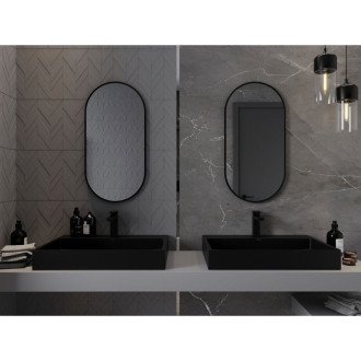Mexen Loft oválné koupelnové zrcadlo 80 x 40 cm, černý rám - 9851-080-040-000-70