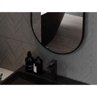 Mexen Loft oválné koupelnové zrcadlo 80 x 40 cm, černý rám - 9851-080-040-000-70