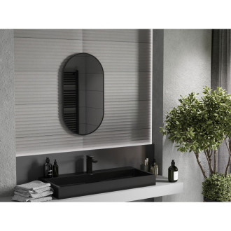 Mexen Loft oválné koupelnové zrcadlo 80 x 45 cm, černý rám - 9851-080-045-000-70