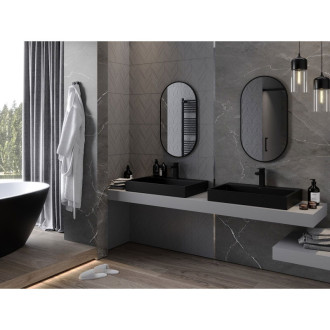 Mexen Loft oválné koupelnové zrcadlo 80 x 45 cm, černý rám - 9851-080-045-000-70