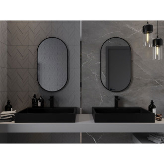 Mexen Loft oválné koupelnové zrcadlo 80 x 45 cm, černý rám - 9851-080-045-000-70