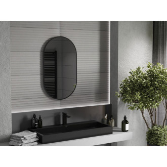 Mexen Loft oválné koupelnové zrcadlo 85 x 50 cm, černý rám - 9851-085-050-000-70