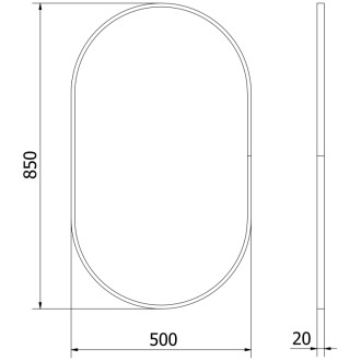 Mexen Loft oválné koupelnové zrcadlo 85 x 50 cm, černý rám - 9851-085-050-000-70