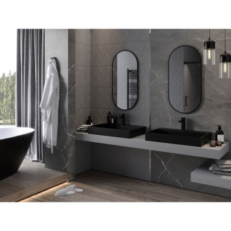 Mexen Loft oválné koupelnové zrcadlo 90 x 45 cm, černý rám - 9851-090-045-000-70