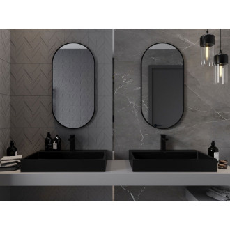 Mexen Loft oválné koupelnové zrcadlo 90 x 45 cm, černý rám - 9851-090-045-000-70