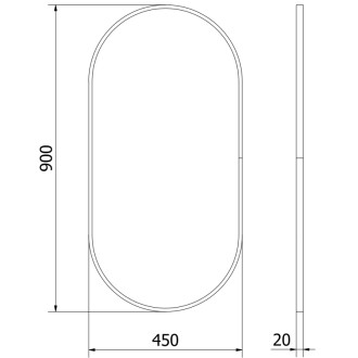 Mexen Loft oválné koupelnové zrcadlo 90 x 45 cm, černý rám - 9851-090-045-000-70