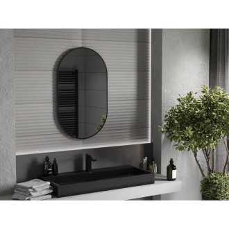 Mexen Loft oválné koupelnové zrcadlo 90 x 55 cm, černý rám - 9851-090-055-000-70