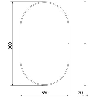 Mexen Loft oválné koupelnové zrcadlo 90 x 55 cm, černý rám - 9851-090-055-000-70