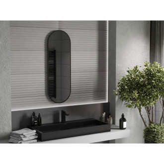 Mexen Loft oválné koupelnové zrcadlo 100 x 35 cm, černý rám - 9851-100-035-000-70