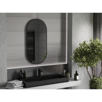 Mexen Loft oválné koupelnové zrcadlo 100 x 50 cm, černý rám - 9851-100-050-000-70