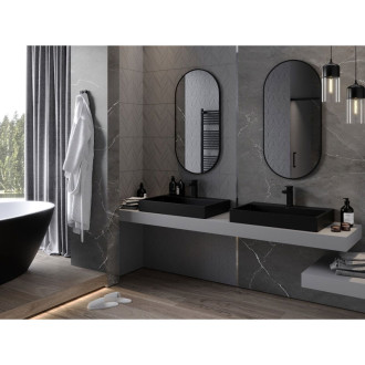 Mexen Loft oválné koupelnové zrcadlo 100 x 50 cm, černý rám - 9851-100-050-000-70