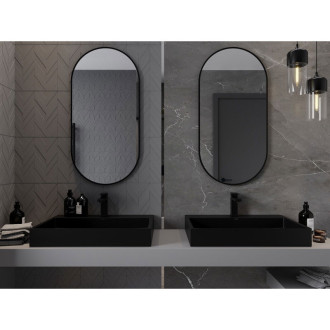 Mexen Loft oválné koupelnové zrcadlo 100 x 50 cm, černý rám - 9851-100-050-000-70