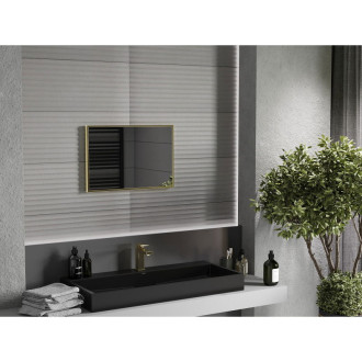 Mexen Loft obdélníkové koupelnové zrcadlo 60 x 40 cm, zlatý rám - 9852-060-040-000-50