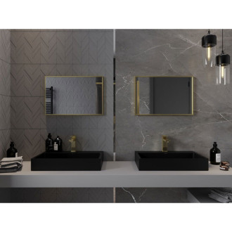 Mexen Loft obdélníkové koupelnové zrcadlo 60 x 40 cm, zlatý rám - 9852-060-040-000-50