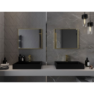 Mexen Loft obdélníkové koupelnové zrcadlo 60 x 50 cm, zlatý rám - 9852-060-050-000-50