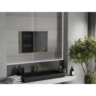 Mexen Loft obdélníkové koupelnové zrcadlo 70 x 50 cm, zlatý rám - 9852-070-050-000-50