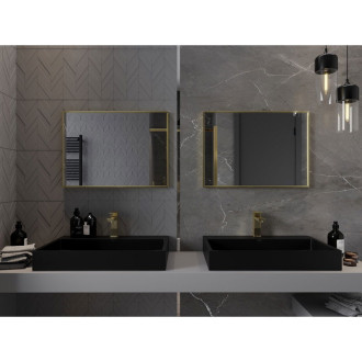 Mexen Loft obdélníkové koupelnové zrcadlo 70 x 50 cm, zlatý rám - 9852-070-050-000-50