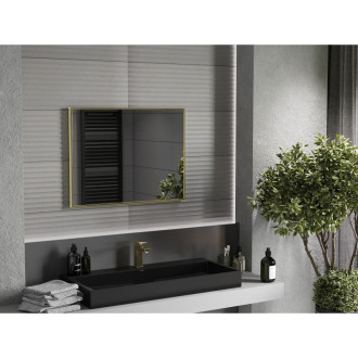 Mexen Loft obdélníkové koupelnové zrcadlo 80 x 60 cm, zlatý rám - 9852-080-060-000-50