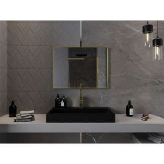Mexen Loft obdélníkové koupelnové zrcadlo 80 x 60 cm, zlatý rám - 9852-080-060-000-50