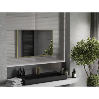 Mexen Loft obdélníkové koupelnové zrcadlo 90 x 60 cm, zlatý rám - 9852-090-060-000-50