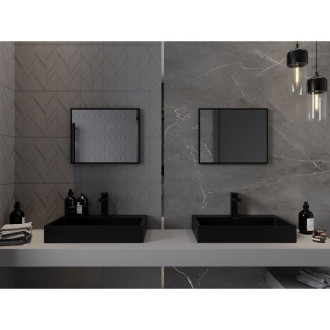 Mexen Loft obdélníkové koupelnové zrcadlo 50 x 40 cm, černý rám - 9852-050-040-000-70