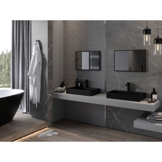 Mexen Loft obdélníkové koupelnové zrcadlo 60 x 40 cm, černý rám - 9852-060-040-000-70