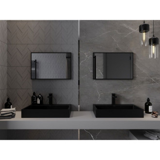 Mexen Loft obdélníkové koupelnové zrcadlo 60 x 40 cm, černý rám - 9852-060-040-000-70