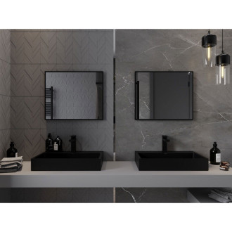 Mexen Loft obdélníkové koupelnové zrcadlo 60 x 50 cm, černý rám - 9852-060-050-000-70