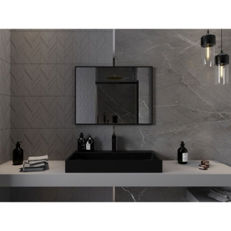 Mexen Loft obdélníkové koupelnové zrcadlo 80 x 60 cm, černý rám - 9852-080-060-000-70