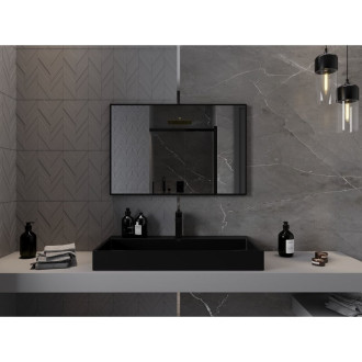 Mexen Loft obdélníkové koupelnové zrcadlo 90 x 60 cm, černý rám - 9852-090-060-000-70