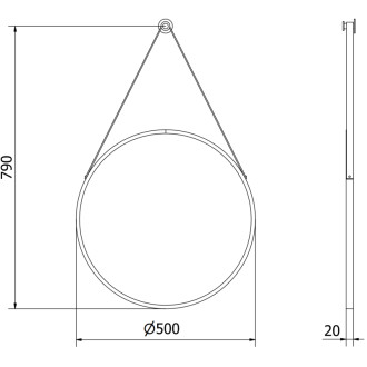 Kulaté koupelnové zrcadlo Mexen String 50 cm, černý rám - 9854-050-050-000-70