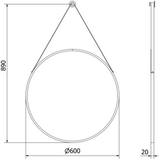 Kulaté koupelnové zrcadlo Mexen String 60 cm, černý rám - 9854-060-060-000-70