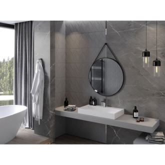 Kulaté koupelnové zrcadlo Mexen String 80 cm, černý rám - 9854-080-080-000-70