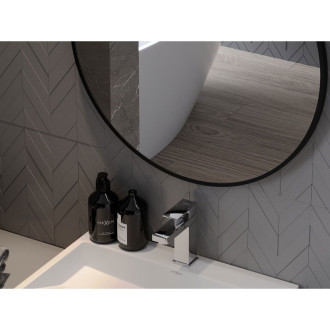 Kulaté koupelnové zrcadlo Mexen String 80 cm, černý rám - 9854-080-080-000-70