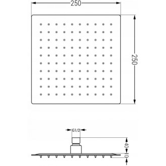 Mexen Cube DR02 podomítkový sprchový set s dešťovou sprchou 25cm, růž.zlato 77502DR0225-60