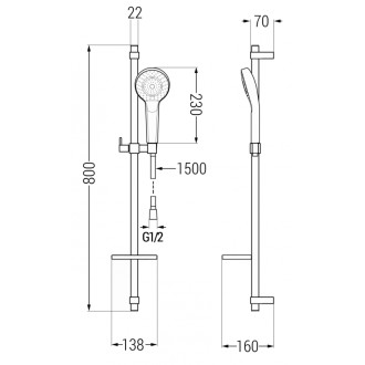 Mexen DQ05 Posuvný sprchový set, černý - 785054581-70