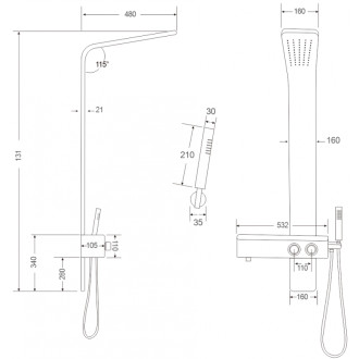 Sprchový panel Mexen Sund, černý - 7620-02-70