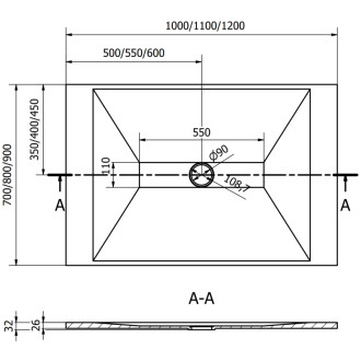 Mexen TORO sprchová vanička SMC obdélníková 70x110x2,6 cm, černá 43707011