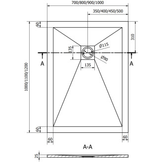 Mexen STONE+ sprchová vanička, obdélníková 80x100x2,5 cm, antracit 44718010