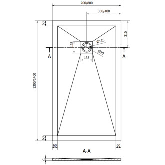 Mexen STONE+ sprchová vanička, obdélníková 80x140x2,5 cm, antracit 44718014