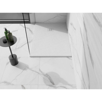 Mexen Stone+ obdélníková kompozitová vanička 140x80 cm, bílá, bílý kryt 44108014-W