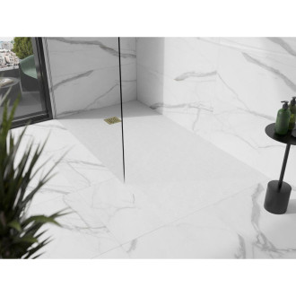 Mexen Stone+ obdélníková kompozitová vanička 180x70 cm, bílá, zlatý kryt 44107018-G