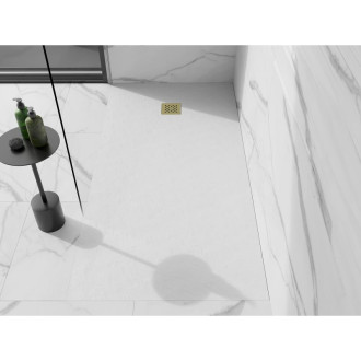 Mexen Stone+ obdélníková kompozitová vanička 180x70 cm, bílá, zlatý kryt 44107018-G